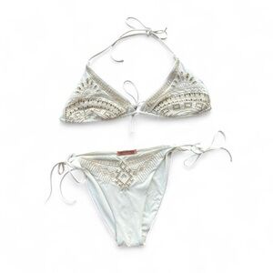 Ermanno Scervino White and Cream Bikini Size Large